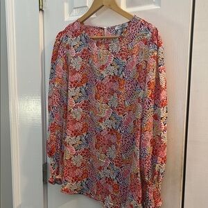 Double Take Brand Cheerful Floral Women's Top in XL - elastic /ruffle at sleeve